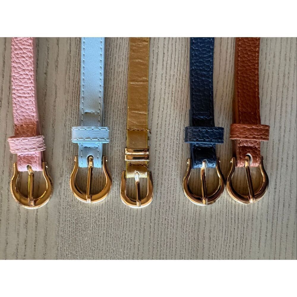 Lacey Lane little girls XS 4-6 year belt bundle pastel pink yellow navy blue gol